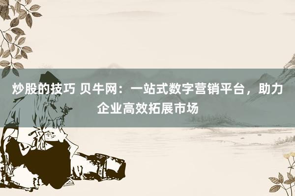 炒股的技巧 贝牛网：一站式数字营销平台，助力企业高效拓展市场