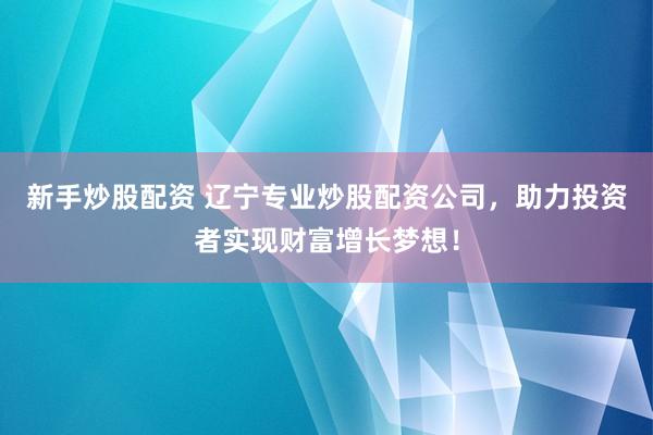 新手炒股配资 辽宁专业炒股配资公司，助力投资者实现财富增长梦想！
