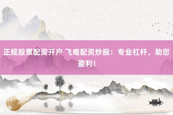 正规股票配资开户 飞唯配资炒股：专业杠杆，助您盈利！