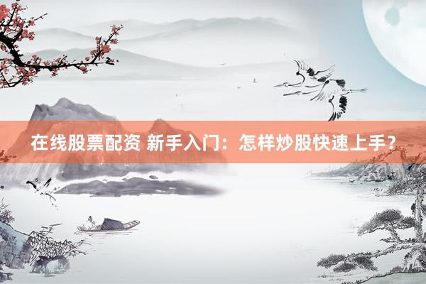 在线股票配资 新手入门：怎样炒股快速上手？