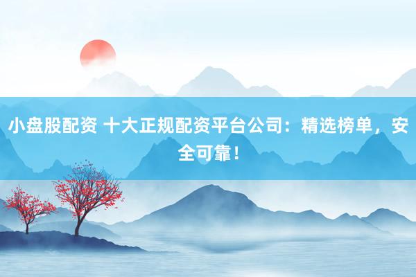 小盘股配资 十大正规配资平台公司：精选榜单，安全可靠！