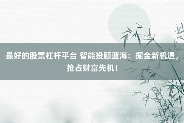 最好的股票杠杆平台 智能投顾蓝海：掘金新机遇，抢占财富先机！