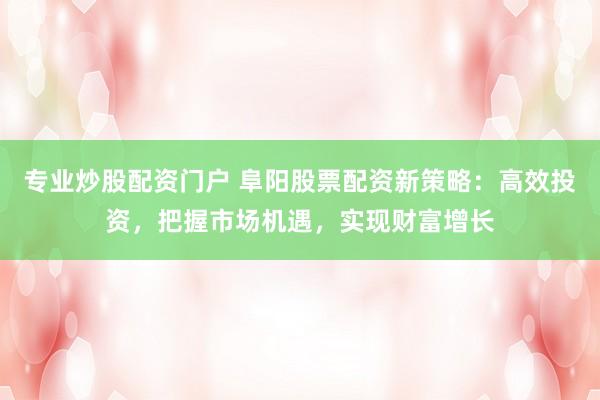 专业炒股配资门户 阜阳股票配资新策略：高效投资，把握市场机遇，实现财富增长