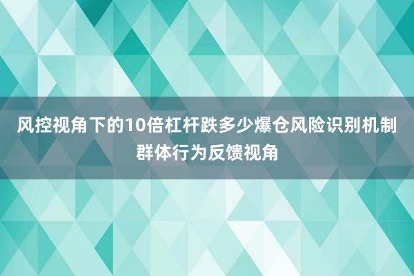 风控视角下的10倍杠杆跌多少爆仓风险识别机制群体行为反馈视角