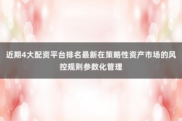 近期4大配资平台排名最新在策略性资产市场的风控规则参数化管理