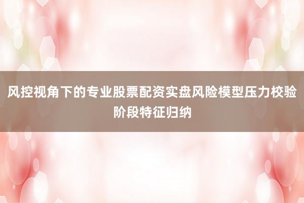 风控视角下的专业股票配资实盘风险模型压力校验阶段特征归纳