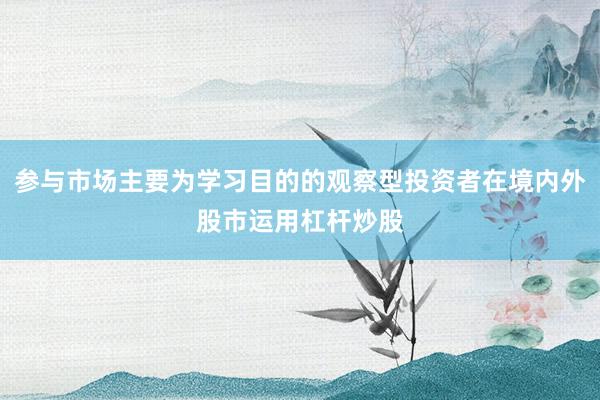 参与市场主要为学习目的的观察型投资者在境内外股市运用杠杆炒股
