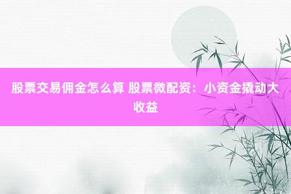 股票交易佣金怎么算 股票微配资：小资金撬动大收益
