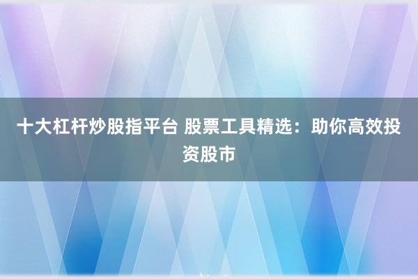 十大杠杆炒股指平台 股票工具精选：助你高效投资股市